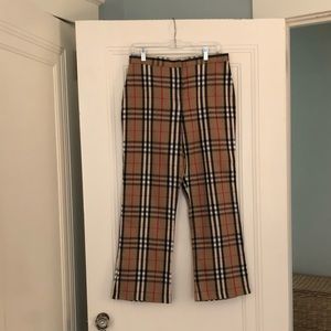 Barney’s wool plaid kick crop pants 10